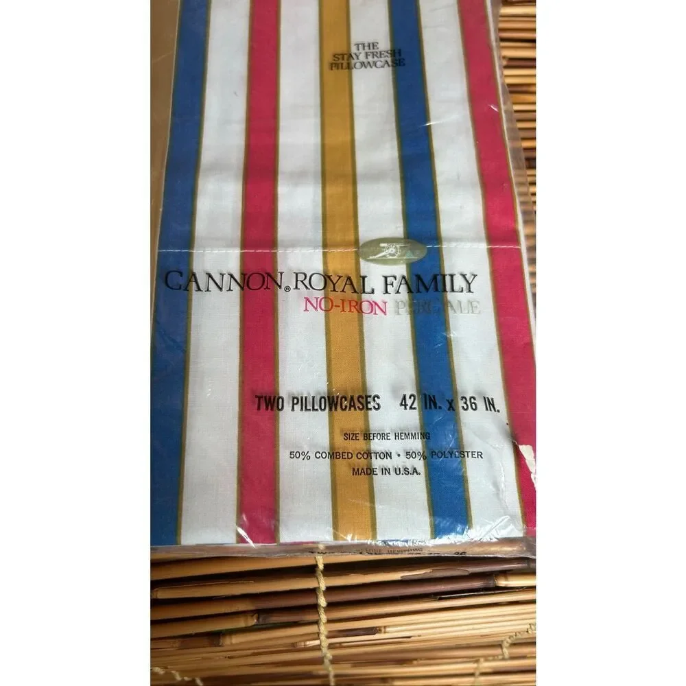 Cannon Royal Family Vintage Standard Pillowcases (2) NIP Contempo Stripe